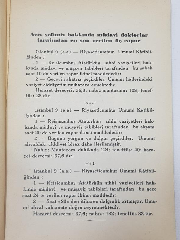 NADİR KİTAP: EN BÜYÜK KAYBIMIZ 10 İKİNCİTEŞRİN 1938