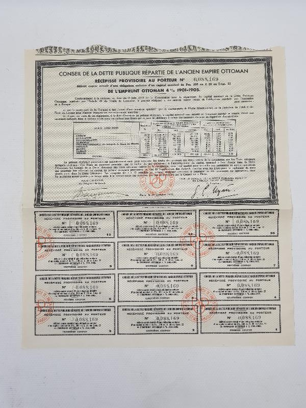 OSMANLI DEVLETİ DUYUNU UMUMİYE BORÇLANMA HİSSE SENEDİ 