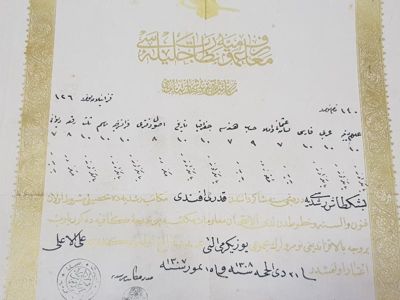 OSMANLI DÖNEMİ ALTIN VARAK TUĞRALI NADİR LİSE DİPLOMASI