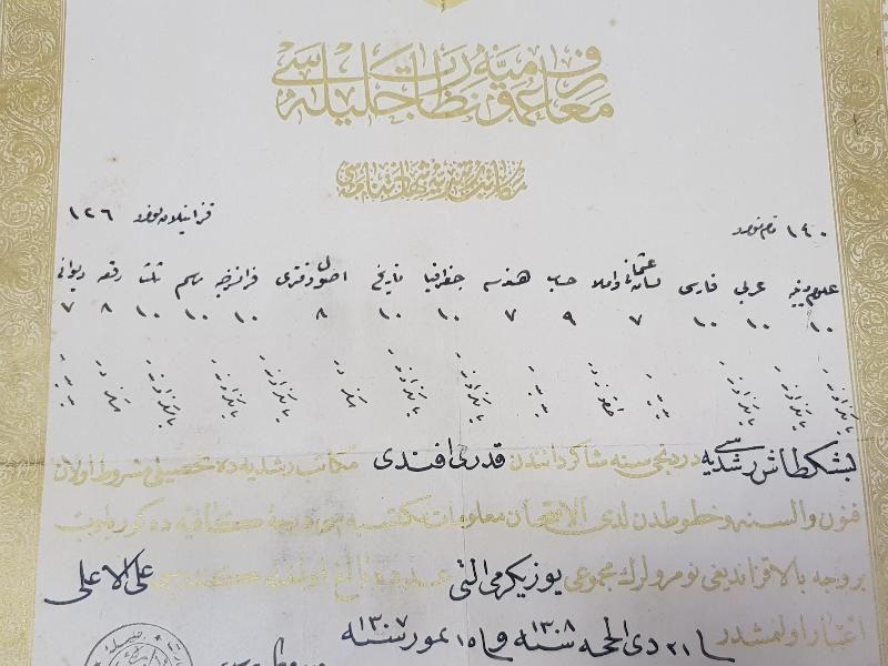 OSMANLI DÖNEMİ ALTIN VARAK TUĞRALI NADİR LİSE DİPLOMASI