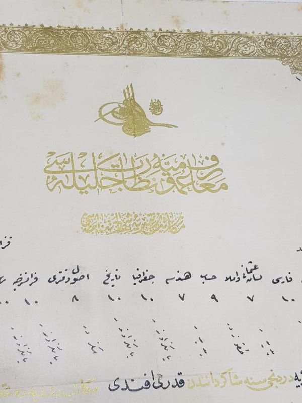 OSMANLI DÖNEMİ ALTIN VARAK TUĞRALI NADİR LİSE DİPLOMASI