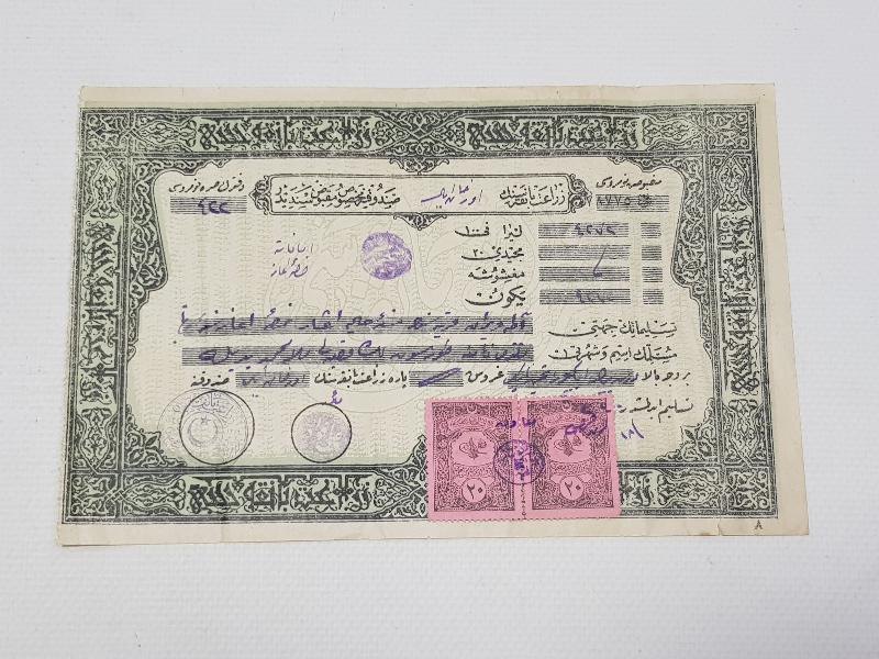 OSMANLI DÖNEMİ ZİRAAT BANKASI ÇEK