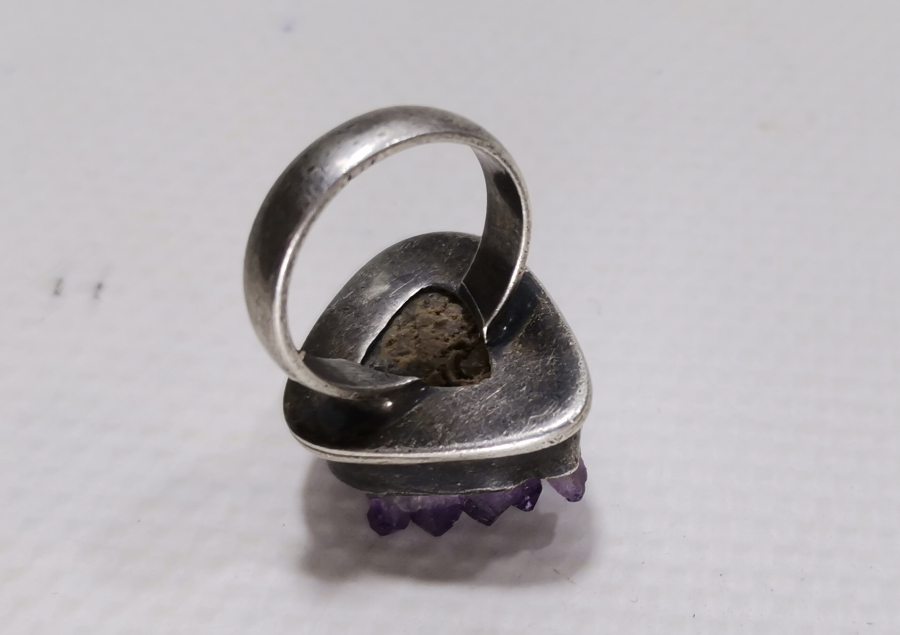 DOĞAL AMETİST TAŞLI ÖZEL YAPIM GÜMÜŞ YÜZÜK