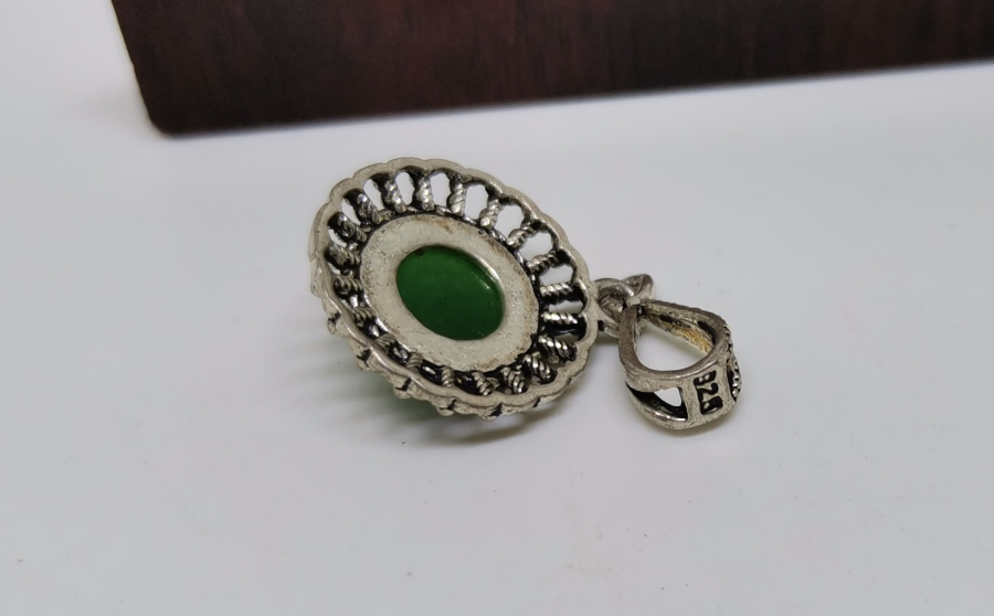 TELKARİ İŞÇİLİKLİ AKİK TAŞLI GÜMÜŞ KOLYE UCU