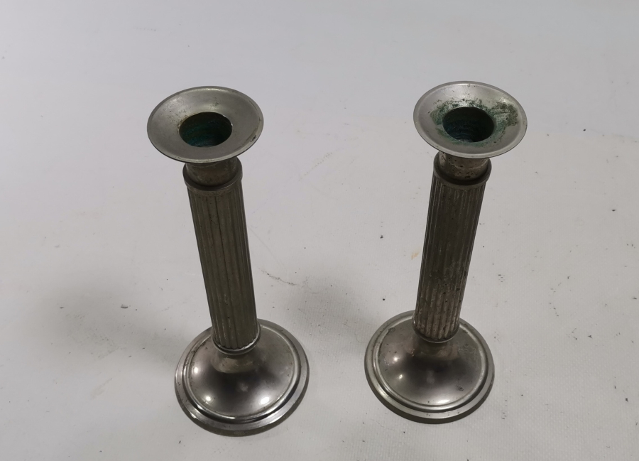 GÜMÜŞ KAPLAMA ANTİKA ÇİFT ŞAMDAN