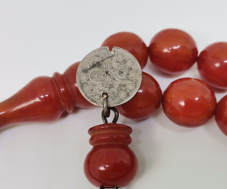 USTA İŞİ ÖZEL YAPIM GÜMÜŞ PÜSKÜLLÜ KATALİN PARÇADAN YAPILMA TESPİH