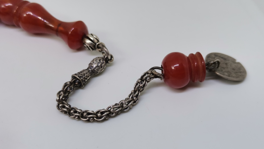 USTA İŞİ ÖZEL YAPIM GÜMÜŞ PÜSKÜLLÜ KATALİN PARÇADAN YAPILMA TESPİH