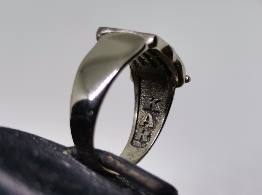 ÜZERİ AY YILDIZLI MİNELİ GÜMÜŞ YÜZÜK