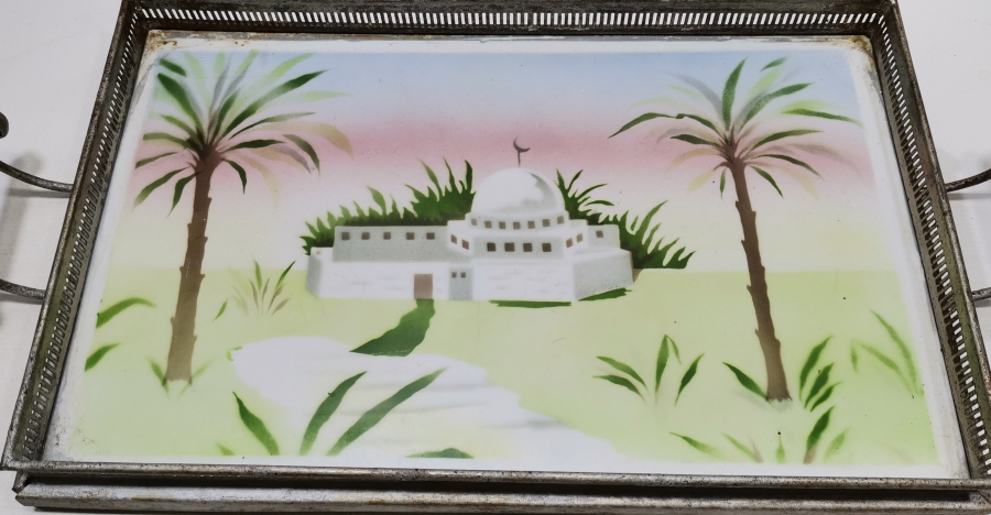 OSMANLI DÖNEMİ MESCİD-İ HARAM GÖRSELLİ ÇOK NADİR TAŞ TEPSİ