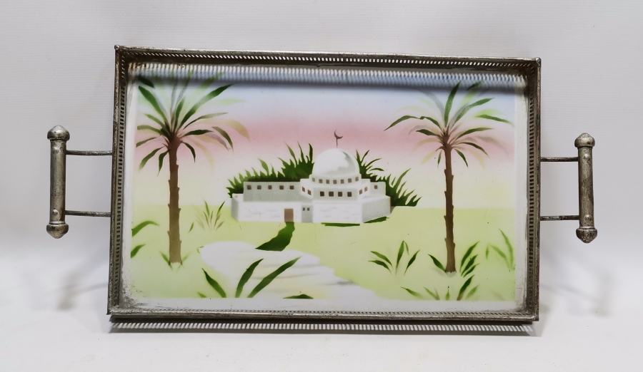 OSMANLI DÖNEMİ MESCİD-İ HARAM GÖRSELLİ ÇOK NADİR TAŞ TEPSİ