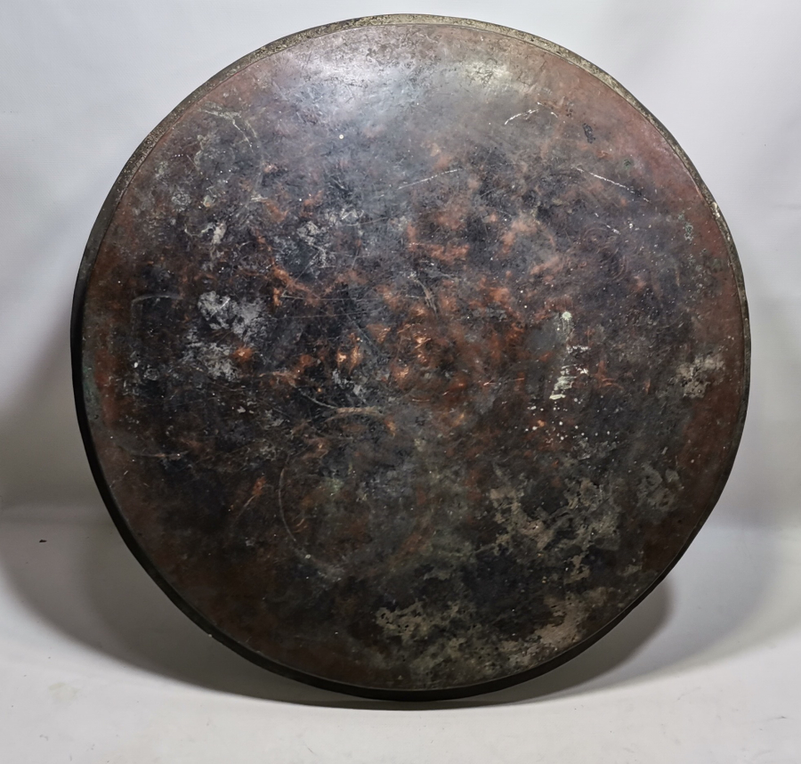 ÜZERİ OSMANLICA YAZILI İŞLEMELİ BAKIR ORTA SİNİSİ