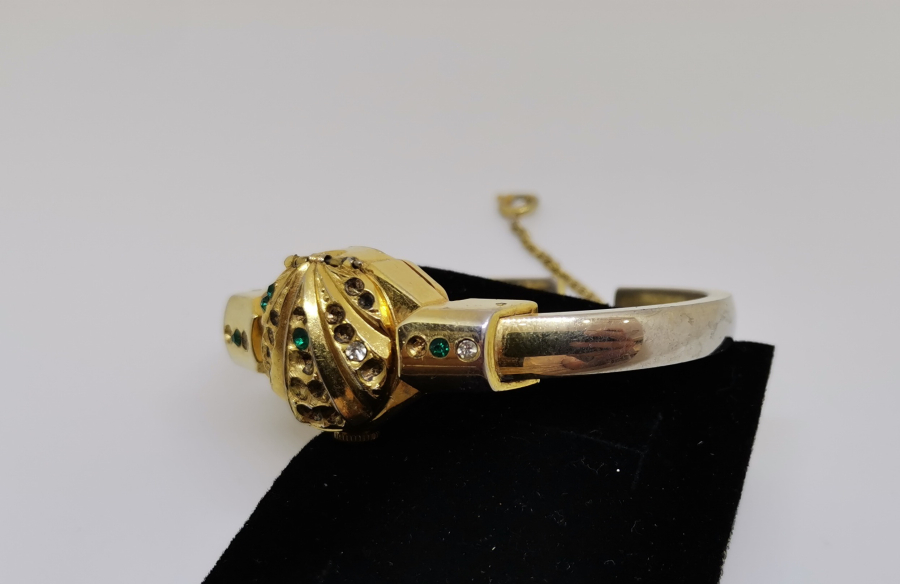 ALTIN KAPLAMA KURMALI ANTİKA KOL SAATİ