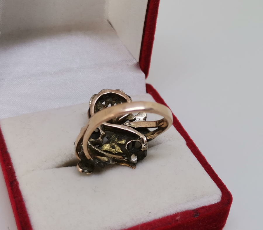 GİRİT GÜLÜ MODELİ OSMANLI DÖNEMİ ÇOK NADİR ELMAS TAŞLI ALTIN YÜZÜK