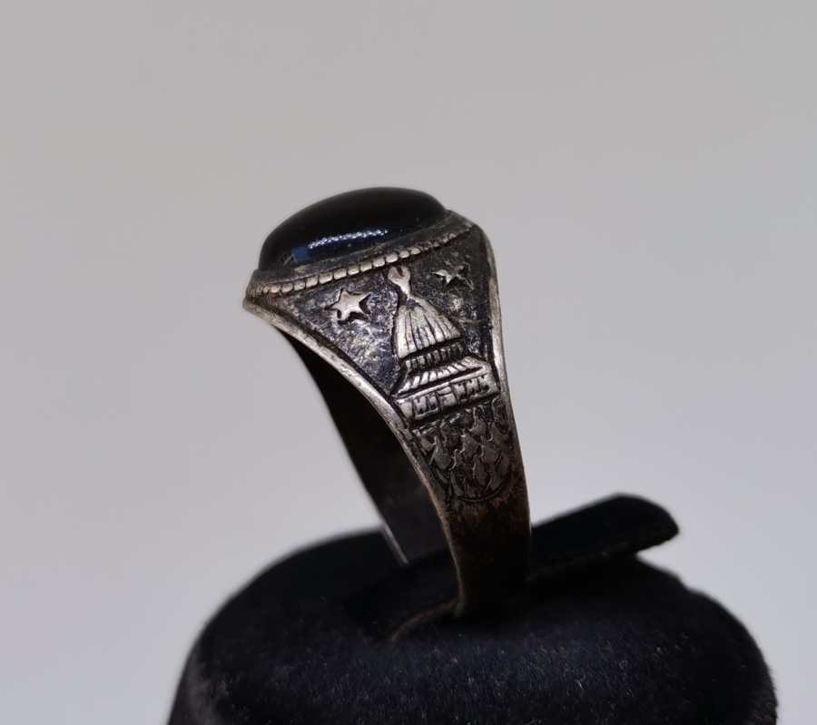 KABE-İ ŞERİF VE MESCİD-İ AKSA GÖRSELLİ ANTİKA GÜMÜŞ YÜZÜK