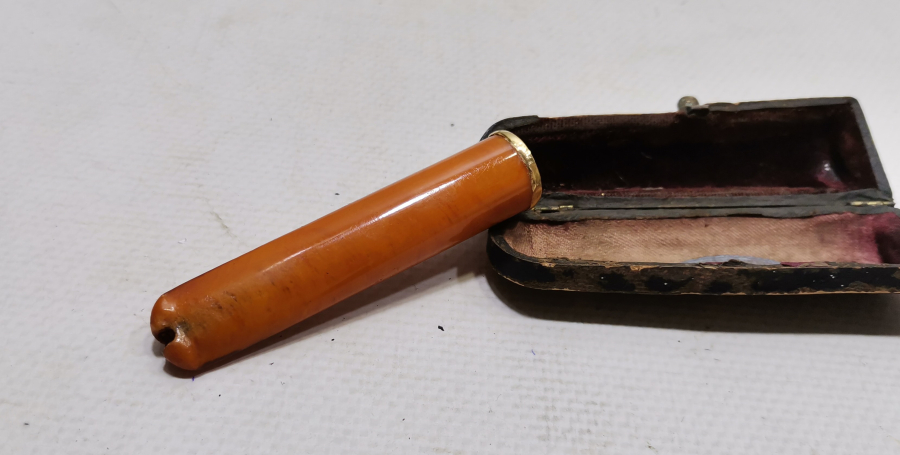 OSMANLI DÖNEMİ ALTIN UÇLU DAMLA KEHRİBAR AĞIZLIK