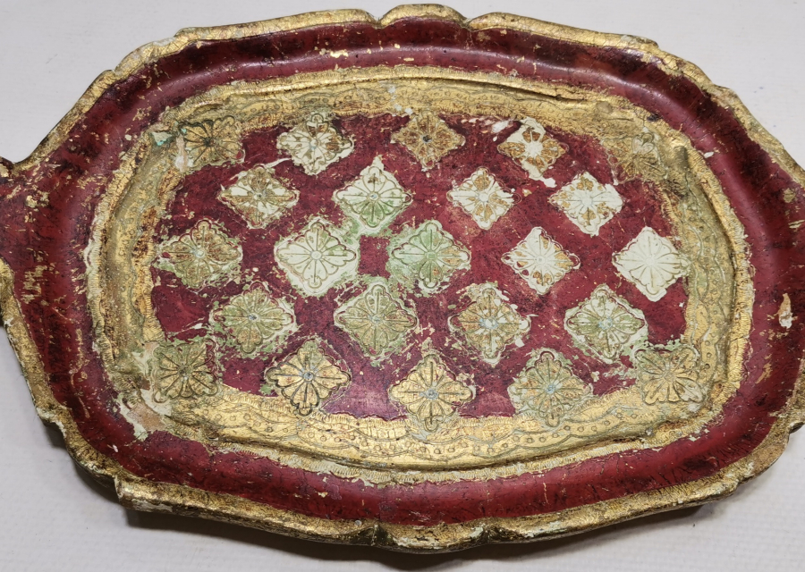 OSMANLI DÖNEMİ ALTIN VARAKLI LEVANTEN İŞİ KAHVE TEPSİSİ