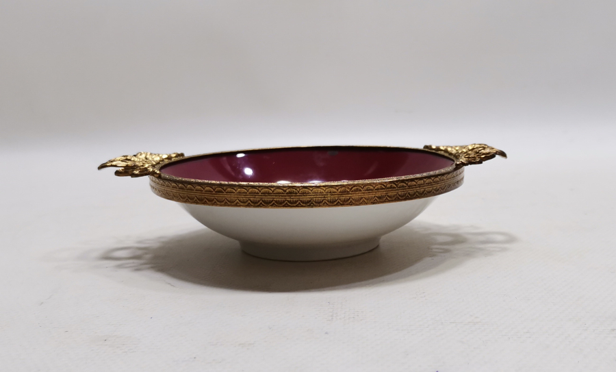 OSMANLI DÖNEMİ ÇOK NADİR EL BOYAMA VE SALTANAT ÇELENKLİ PORSELEN KASE