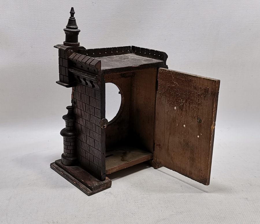 OSMANLI DÖNEMİ KALE BURCU FORMUNDA YAPILMIŞ ÇOK NADİR AHŞAP SAAT KABI