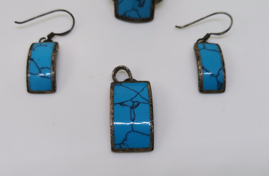 TURKUAZ TAŞLI GÜMÜŞ TAKIM