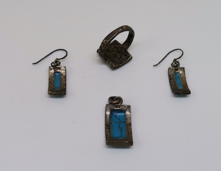 TURKUAZ TAŞLI GÜMÜŞ TAKIM