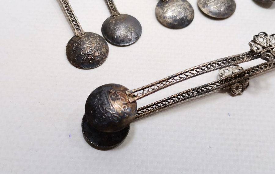 ÜZERLERİ OSMANLI TUĞRALI GÜMÜŞ KAPLAMA ÇAY TAKIMI