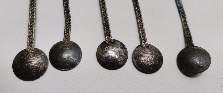 ÜZERLERİ OSMANLI TUĞRALI GÜMÜŞ KAPLAMA ÇAY TAKIMI