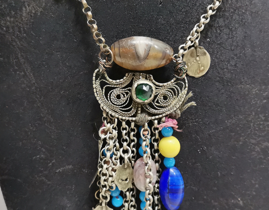 OSMANLI DÖNEMİ ŞAMAN İŞİ ÇOK NADİR KIZ - GELİN BOYUNLUĞU 