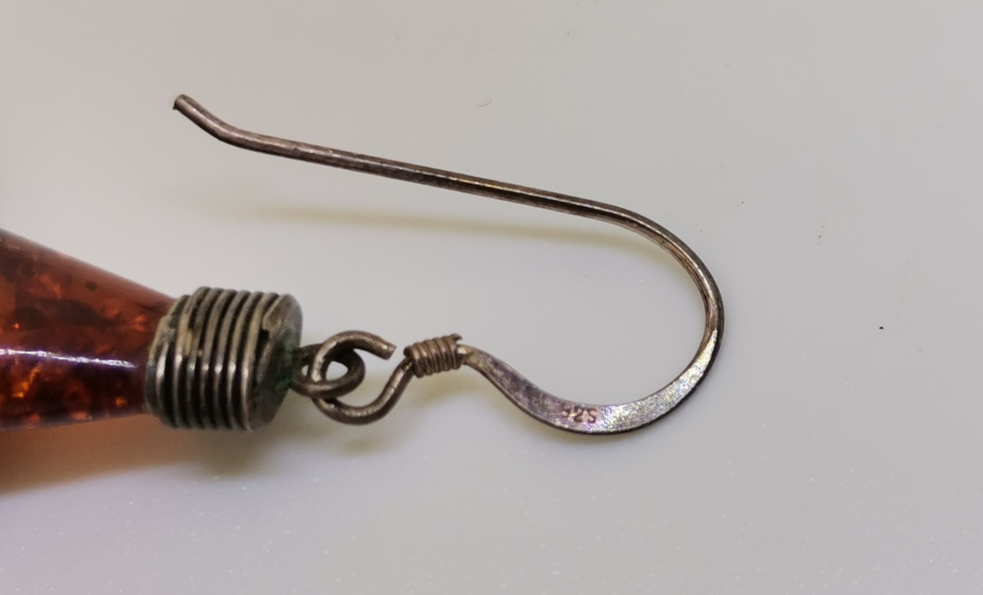 ÖZEL YAPIM DAMLA KEHRİBAR GÜMÜŞ KÜPE