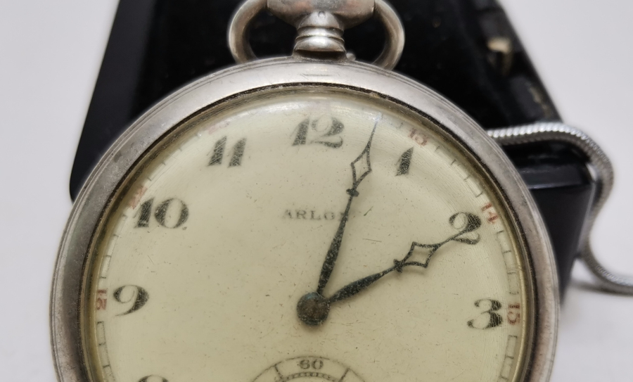 ARLON MARKA NADİR GÜMÜŞ KASA KURMALI ANTİKA CEP SAATİ