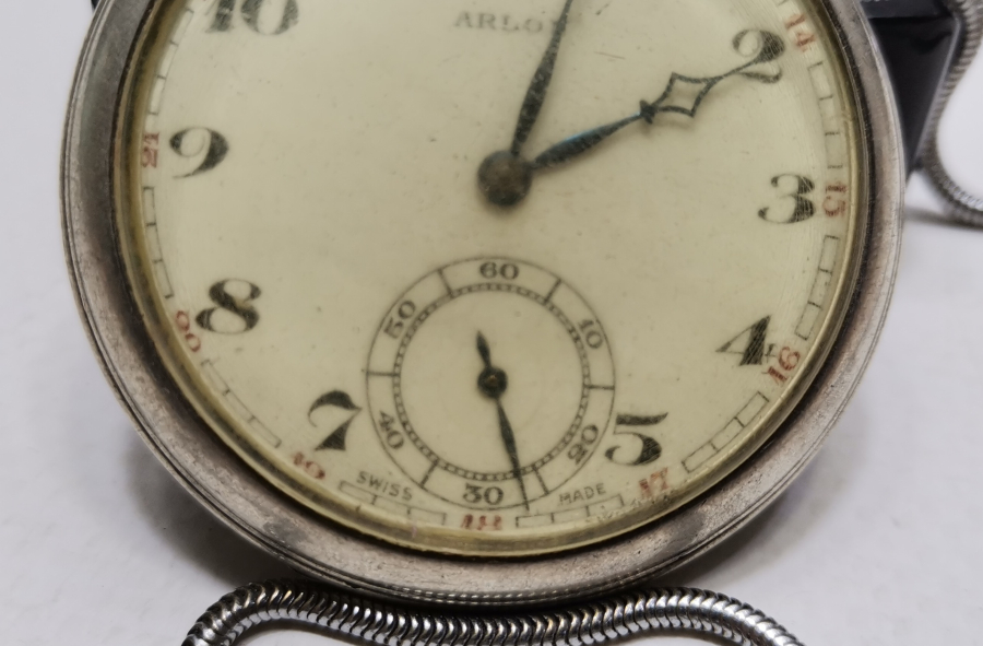 ARLON MARKA NADİR GÜMÜŞ KASA KURMALI ANTİKA CEP SAATİ