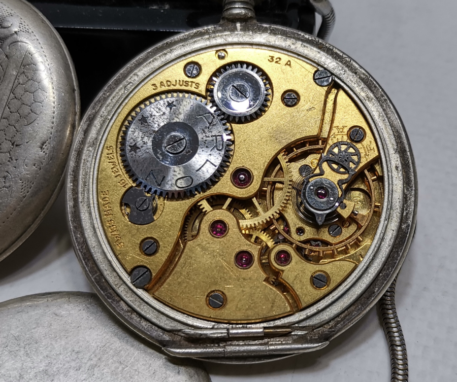 ARLON MARKA NADİR GÜMÜŞ KASA KURMALI ANTİKA CEP SAATİ