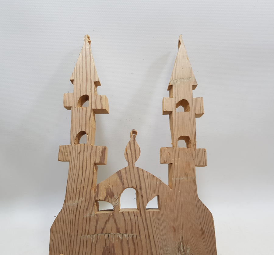 TEKKE İŞİ ANTİKA  MİNARELİ AHŞAP LAMBALIK - KAVUKLUK