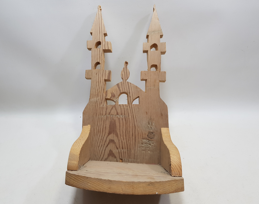 TEKKE İŞİ ANTİKA  MİNARELİ AHŞAP LAMBALIK - KAVUKLUK