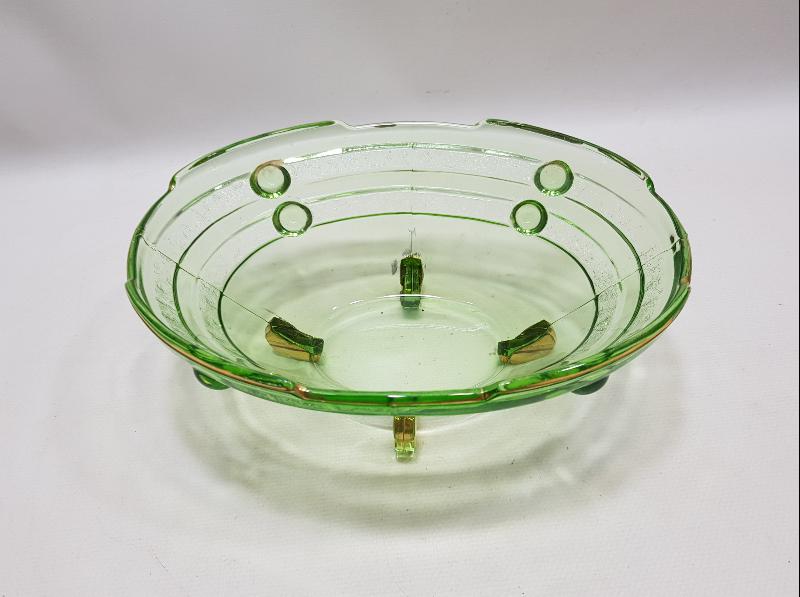 ANTİKA URANYUM CAM MEYVELİK GONDOL