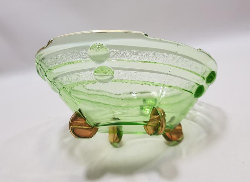 ANTİKA URANYUM CAM MEYVELİK GONDOL