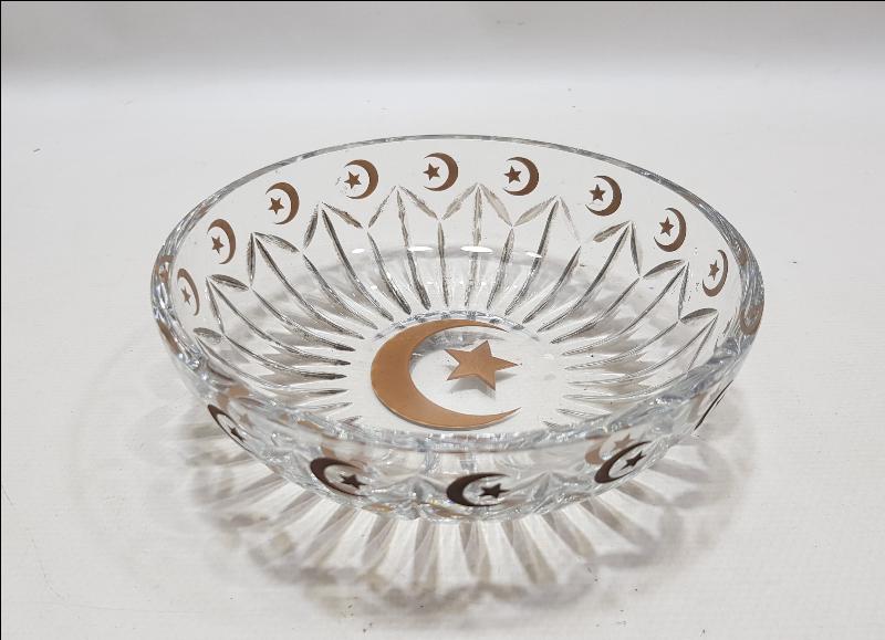 OSMANLI DÖNEMİ AY YILDIZLI BAYRAKLARLA SÜSLÜ SARAY İŞİ ÇOK NADİR KRİSTAL MEYVELİK