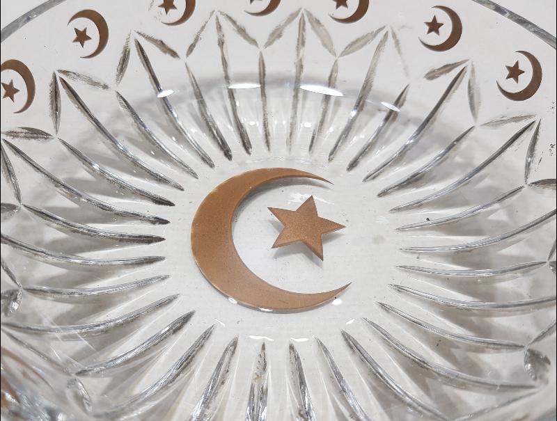 OSMANLI DÖNEMİ AY YILDIZLI BAYRAKLARLA SÜSLÜ SARAY İŞİ ÇOK NADİR KRİSTAL MEYVELİK