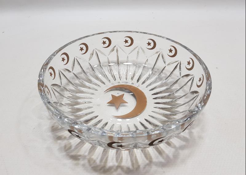 OSMANLI DÖNEMİ AY YILDIZLI BAYRAKLARLA SÜSLÜ SARAY İŞİ ÇOK NADİR KRİSTAL MEYVELİK