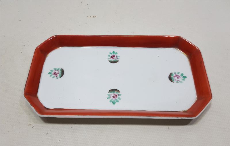 OSMANLI DÖNEMİ PORSELEN HATTAT HOKKA TEPSİSİ