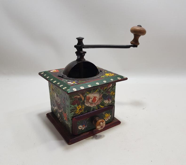 OSMANLI DÖNEMİ ÜZERİ EL BOYAMA AHŞAP KAHVE DEĞİRMENİ