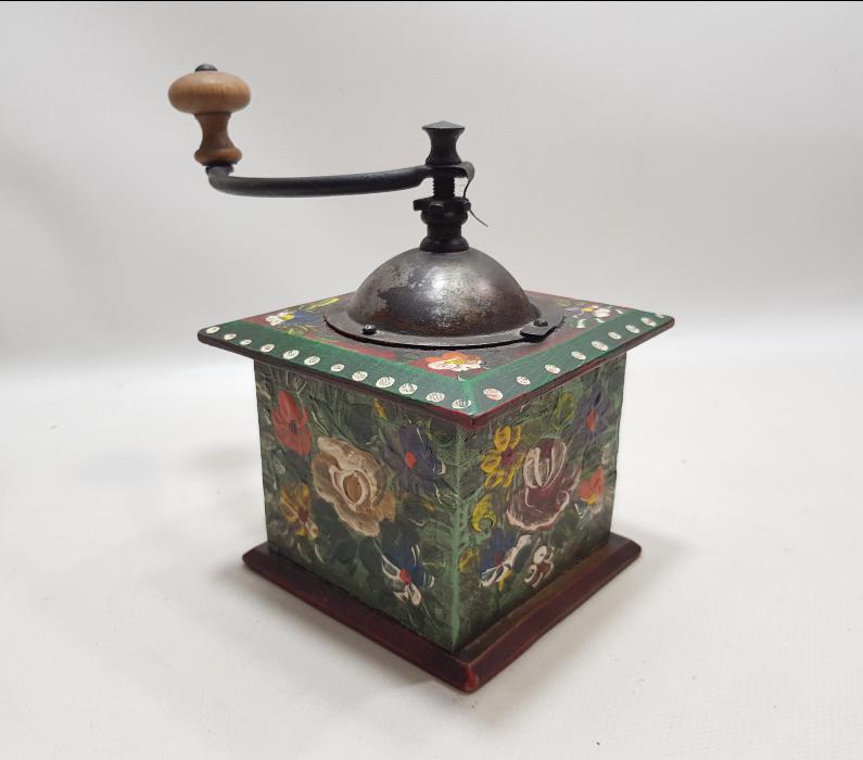 OSMANLI DÖNEMİ ÜZERİ EL BOYAMA AHŞAP KAHVE DEĞİRMENİ