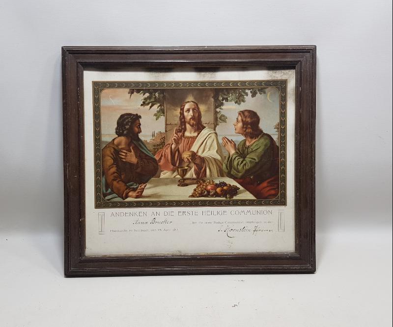 1911 TARİHLİ HAZRETİ İSA GÖRSELLİ HIRİSTİYAN DİNİ GRAVÜR DUVAR PANOSU