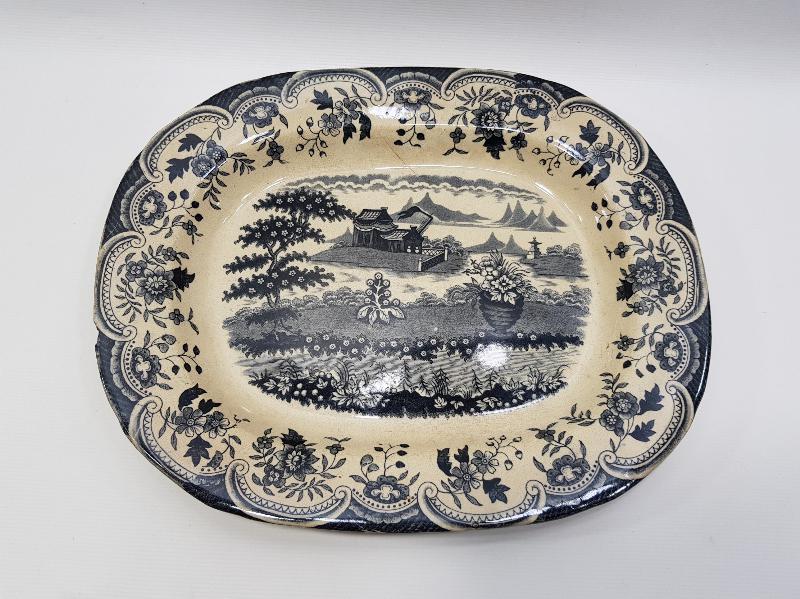 OSMANLI DÖNEMİ CONSTANTINOPLE YAZILI KALLAVİ BOY PORSELEN TABAK