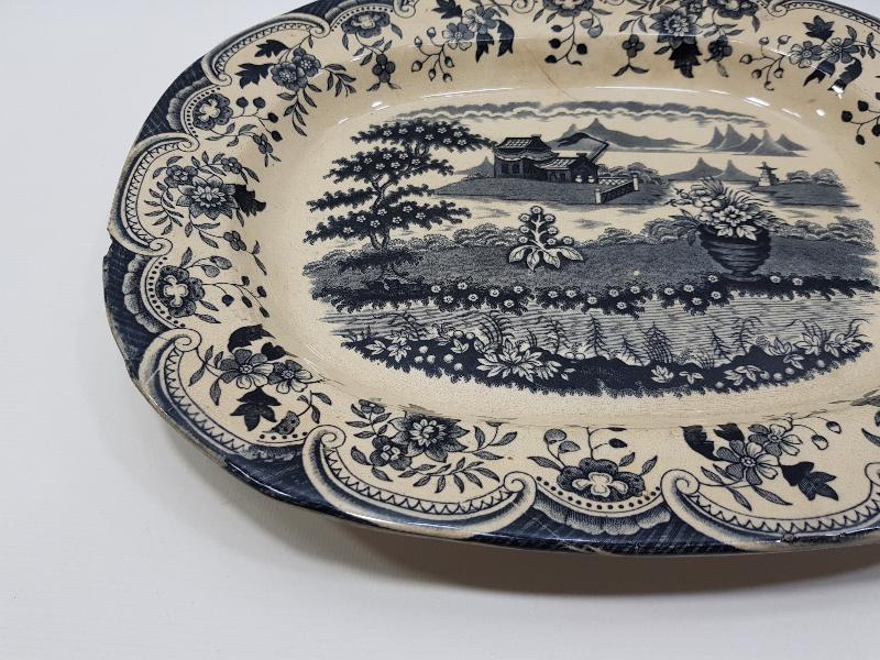 OSMANLI DÖNEMİ CONSTANTINOPLE YAZILI KALLAVİ BOY PORSELEN TABAK