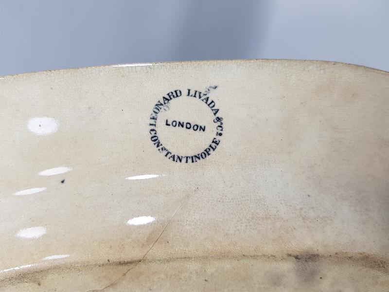 OSMANLI DÖNEMİ CONSTANTINOPLE YAZILI KALLAVİ BOY PORSELEN TABAK