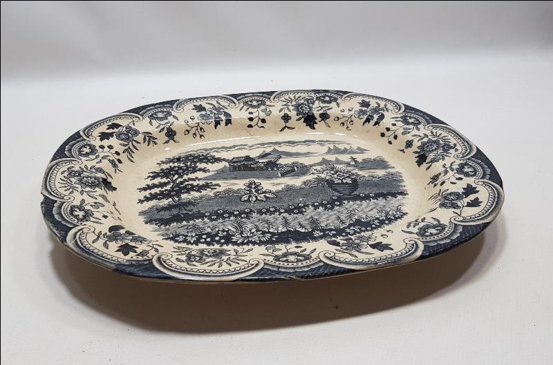 OSMANLI DÖNEMİ CONSTANTINOPLE YAZILI KALLAVİ BOY PORSELEN TABAK