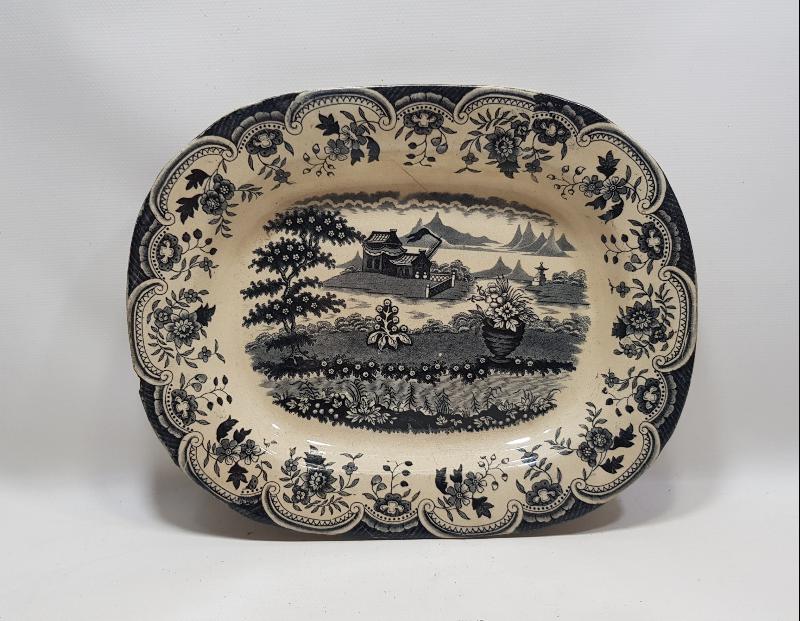 OSMANLI DÖNEMİ CONSTANTINOPLE YAZILI KALLAVİ BOY PORSELEN TABAK