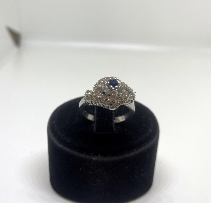 SAFİR VE PIRLANTA TAŞLARLA SÜSLÜ BÜYÜK SALYANGOZ MODEL YÜZÜK