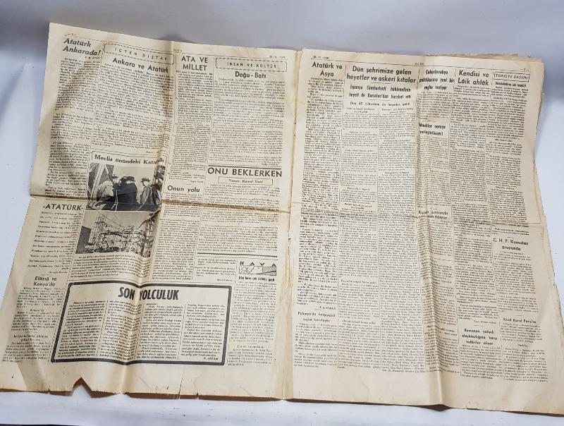 20 KASIM 1938 ULUS GAZETESİ - ATATÜRK'ÜN VEFAT HABERLERİ