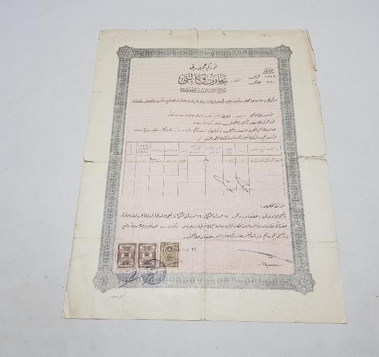 OSMANLICA İZMİR'DE BİR DÜKKANIN RUHSATI - ÇOK NADİR